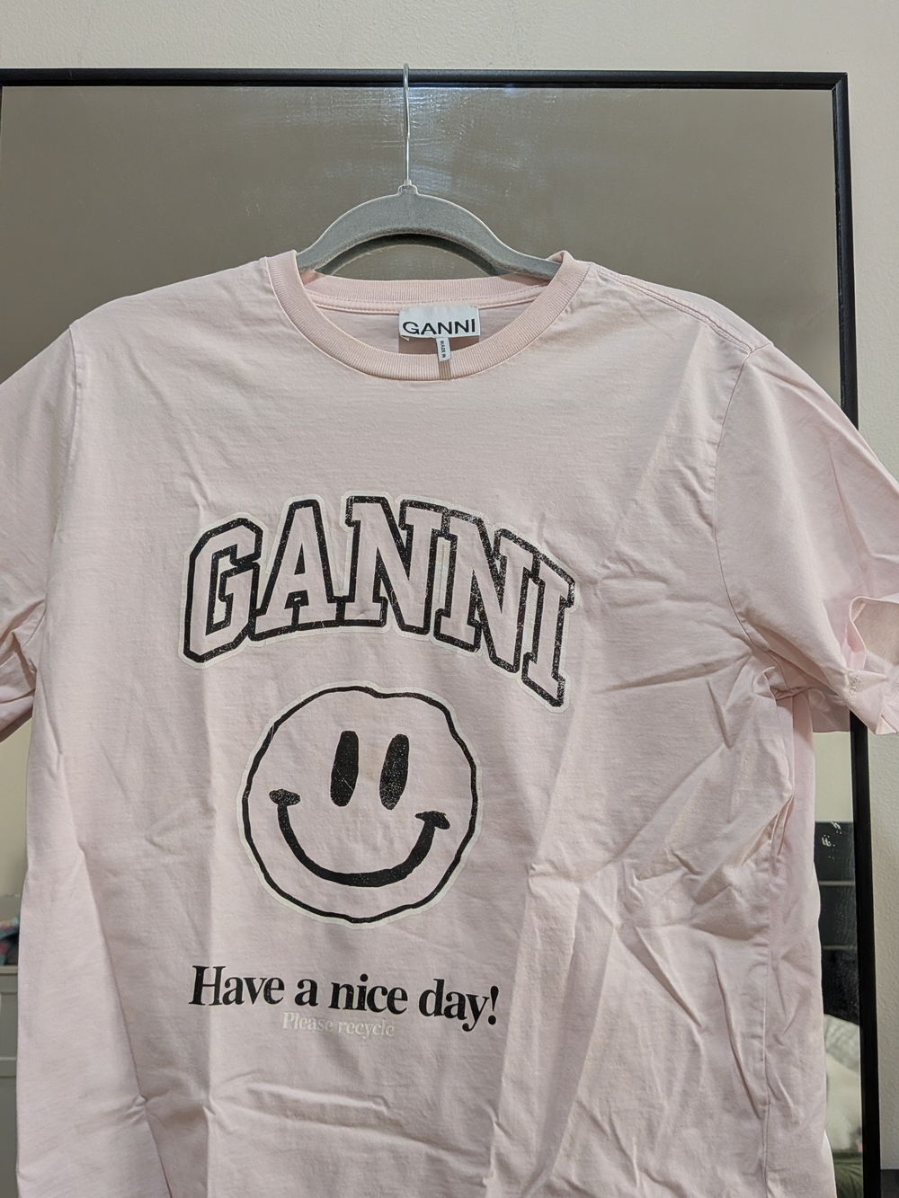 GANNI Pink 'Have a Nice Day' Graphic Tee